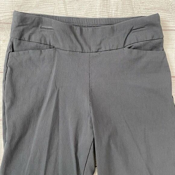 Susan Graver women 4 pull on elastic high waist grey Capri pant w/front pockets - Picture 2 of 8